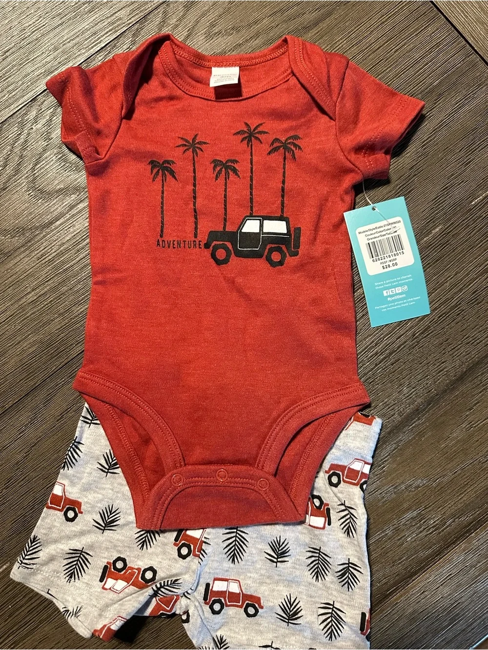 Unbranded Red 'Adventure' Jeep Baby Matching Set